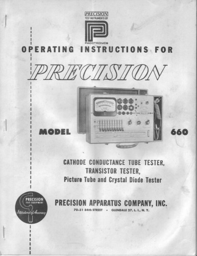 Precision Apparatus Co Model 660 Tube and Transistor Tester