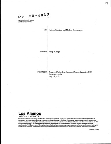 Hadron Structure and Modern Spectroscopy