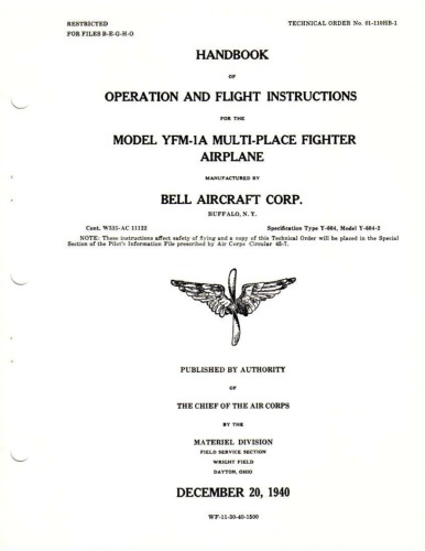 Operation and Flight Instructions - YFM-1-A Fighter Airplane