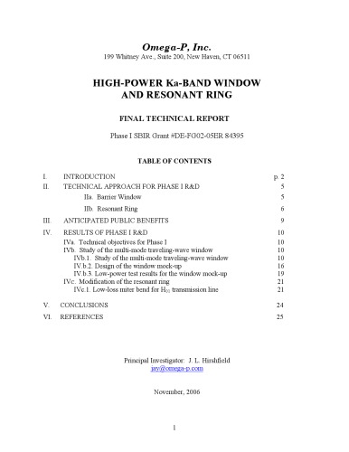 High-Power Ka-Band Window and Resonant Ring