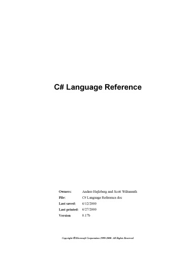 C-Sharp Language Reference