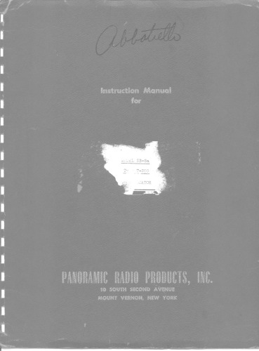 Panoramic IP-259 SA-8a, SB-8a Spectrum Analyzers