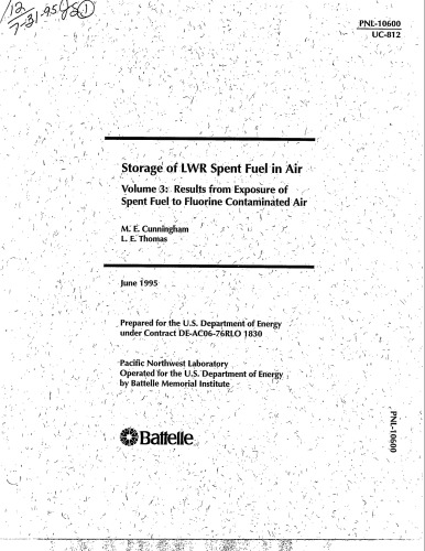 Storage of LWR Spent Fuel in Air - Vol 3