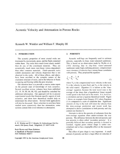 Acoustic Velocity and Attenuation in Porous Rocks [short article]