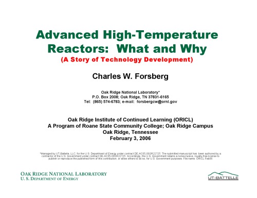 Advanced High-Temperature Reactors [pres. slides]