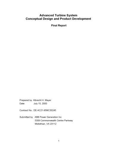 Advanced [gas] Turbine System - Conceptual Design [final rpt]