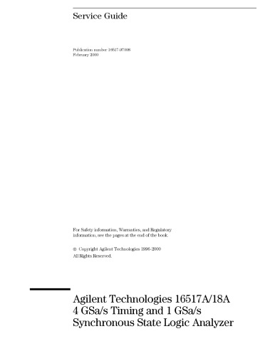 Agilent 16517A, 16518A Synchronous State Logic Analyzer (service)