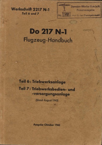 Aircraft Manual - Do-217 N-1 Teil Teil 6-7 Triebwerksanlage 