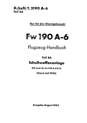 Aircraft Manual - Fw 190  Part 8A [A-5, A-6] Schubwaffenanlage 