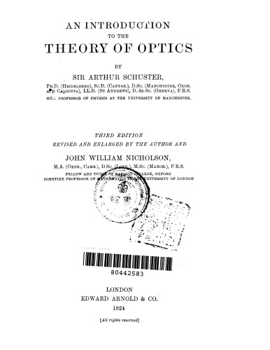 An Introduction to the Theory of Optics