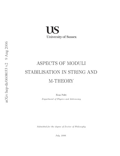 Aspects of Moduli Stabilization in String and M-Theory [thesis]