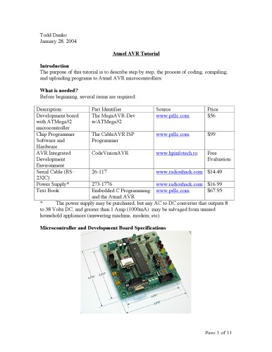 Atmel AVR Microcontroller Tutorial