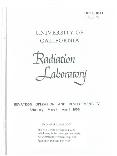 Bevatron Operation and Development V