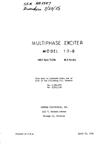 Central Electronics Multiphase Exciter 10B