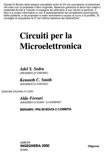 Circuiti Per la Microelettronica - A. Sedra, K. Smith 