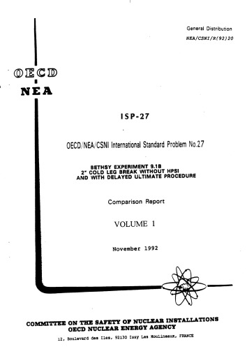 Cold-leg Break Experiment Vol 1 (csni-r1992-20-VOL1)