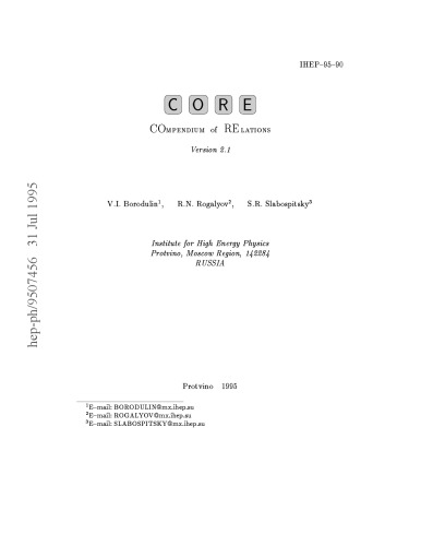 Compendium of Relations - Std Model of Quantum Field Theory