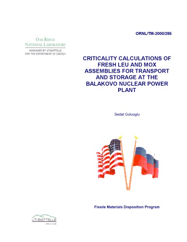 Criticality Calculations - Fresh LEU, MOX Assys at Blakovo Nuclear Powerplant