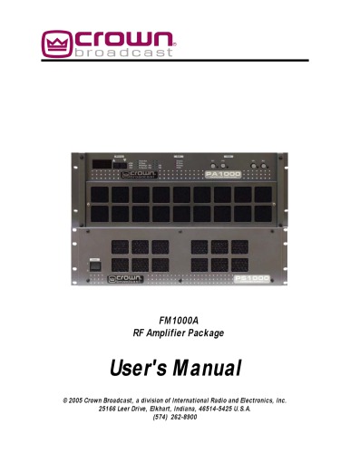 CROWN FM1000A RF Amplifier (broadcast radio)