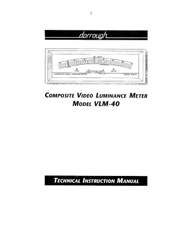 DORROUGH VLM-40 Composite Video Luminance Meter - Tech Manual