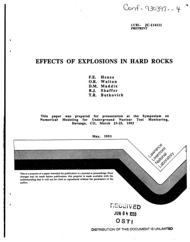 Effects of Explosions in Hard Rocks