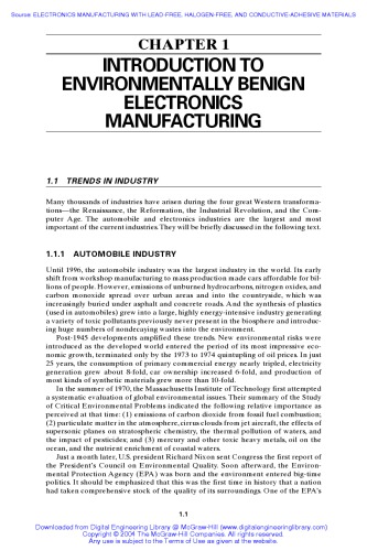 Electronics Mfg With Lead-Free, Halogen-Free, and Conductive-Adhesive Mtls