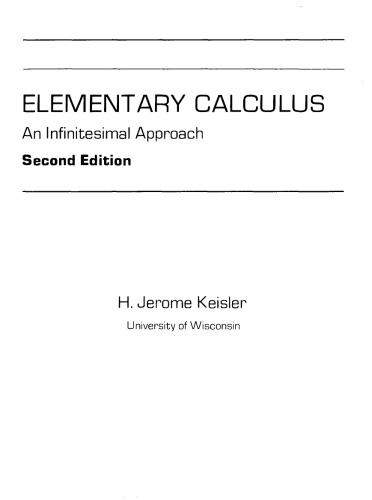 Elementary Calculus - An Infnitesimal Approach