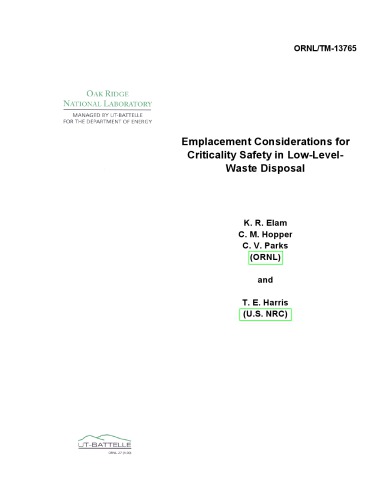 Emplacement Considerations for Criticality Safety - Low-Level Waste Disposal