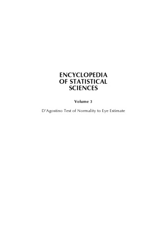 Encyclopedia of Statistical Sciences