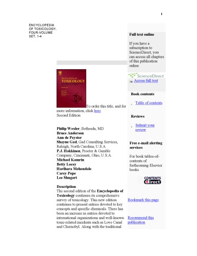 Encyclopedia of Toxicology [4 vols, combined]