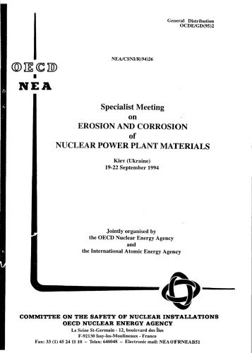 Erosion and Corrosion of Nuclear Powerplant Mtls (csni-r1994-26)