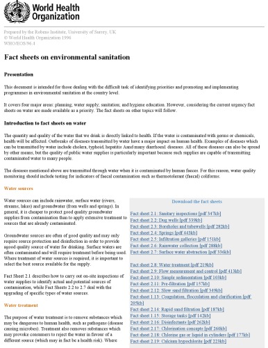 Fact Sheets On Environmental Sanitation [website capture] - WHO