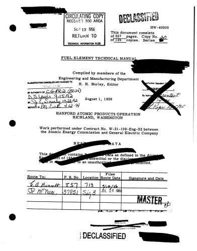 Fuel [nuclear] Element Tech Manual [declassified]