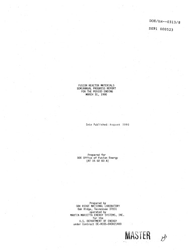 Fusion Reactor Materials [Semi-Annual Rpt Mar 31, 1990]