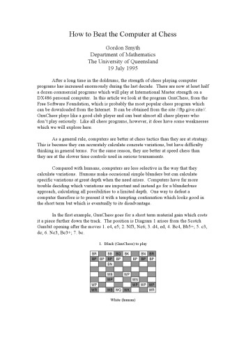 Gordon Smyth - How to Beat the Computer at Chess