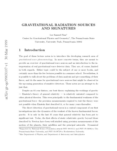 Gravitational Radiation Sources and Signatures [lg article]