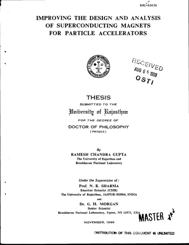 Improving Design, Analysis of Supercond Magnets for Particle Accels [thesis]