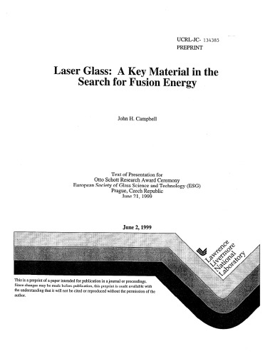 Laser Glass - Key Material in Search for Fusion Energy