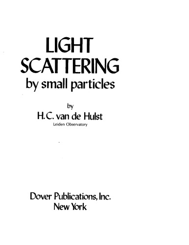 Light Scattering by Small Particles