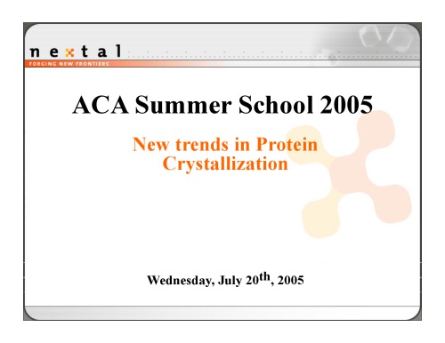 New Trends in Protein Crystallization [lect presentation slides]