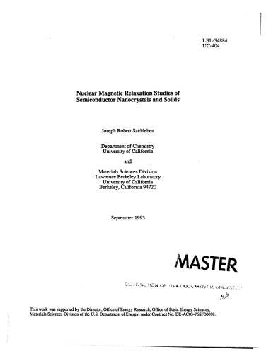 NMR Studies of Semiconductor Nanocrystals, Solids [thesis]