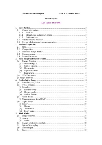 Nuclear Physics (course overview)