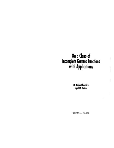 On a Class of Incomplete Gamma Functions with Applns