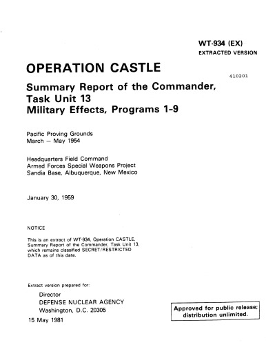 Op. CASTLE - Summary Report, Military Effects - DNA