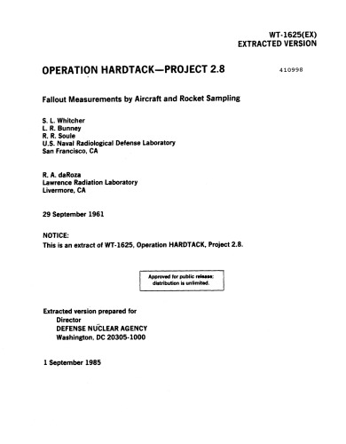 Op. Hardtack - Fallout Measurements - DNA