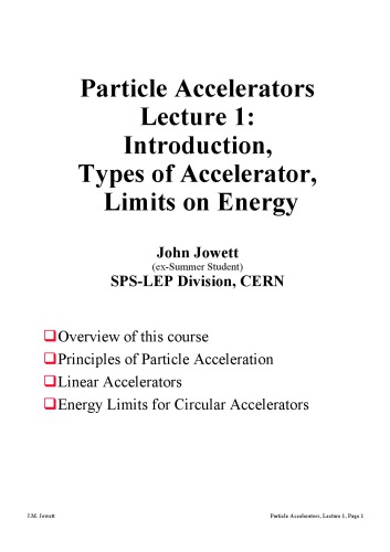 Particle Accelerators - CERN Summer Student Program [lectures]