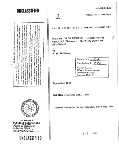 Pile Neutron Physics - Chap VIa [slowing of neutrons]