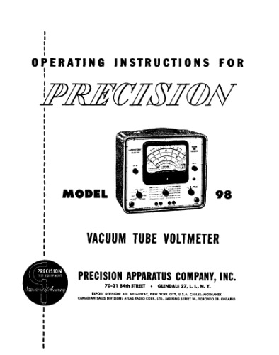 Precision Apparatus Co Model 98 VTVM