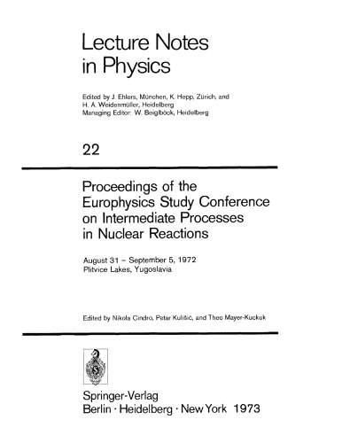 Procs of the Europhysics Study Conf on Intermediate Procs in Nuclear Reactions