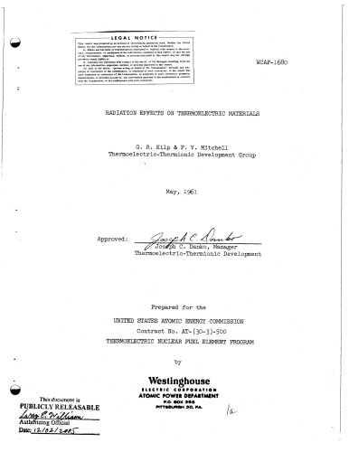 Radiation Effects on Thermoelectric Materials